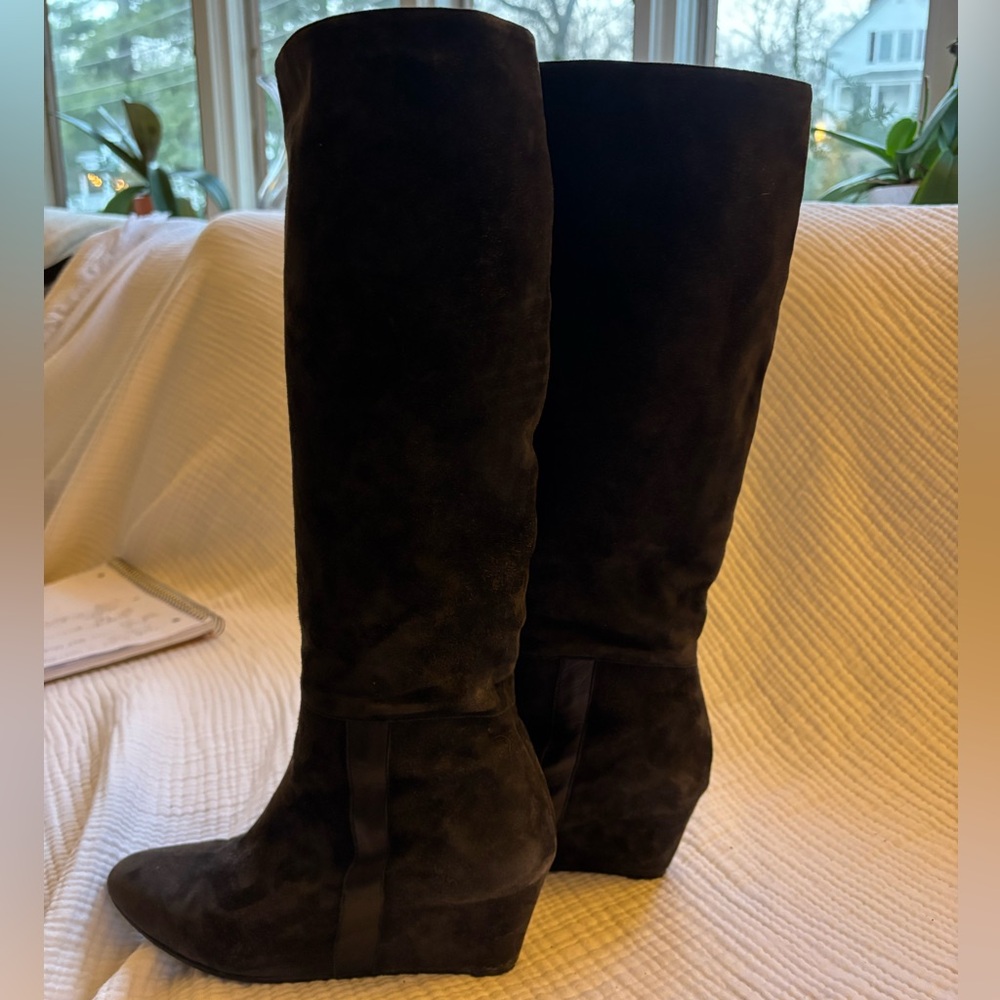 Robert Clergerie suede dark brown tall boots size 9 1/2